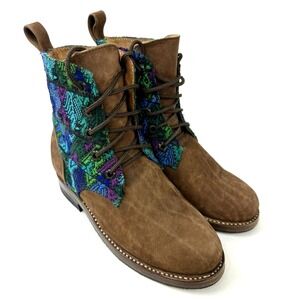 Hunac Orlite Western Boots Womens 36 US 5.5 Leather and Colorful Fabric